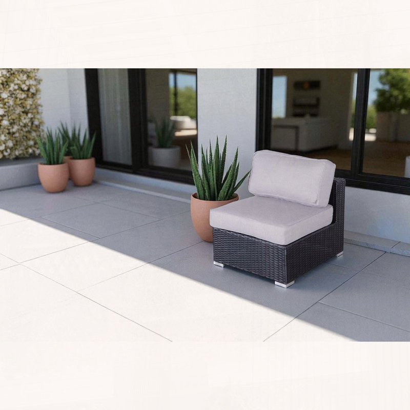 Ensemble de 2 chaises d'extérieur en osier sans accoudoirs, Gris