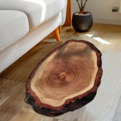Wood Grain Diatomaceous Earth Bath Mat, Super Absorbent Quick-dry Non-slip Floor Mat With Tree Ring Design For Kitchen, Bathroom, Bedroom
