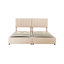 Très grand lit plateforme tapissier avec système de rangement hydraulique, beige