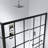 Cyrus 60" W x 34" D x 72" H Rectangle Aluminum Framed Black-Grid Single Sliding Shower Enclosure with Heat Soaking Process and Protective Coating Treatment