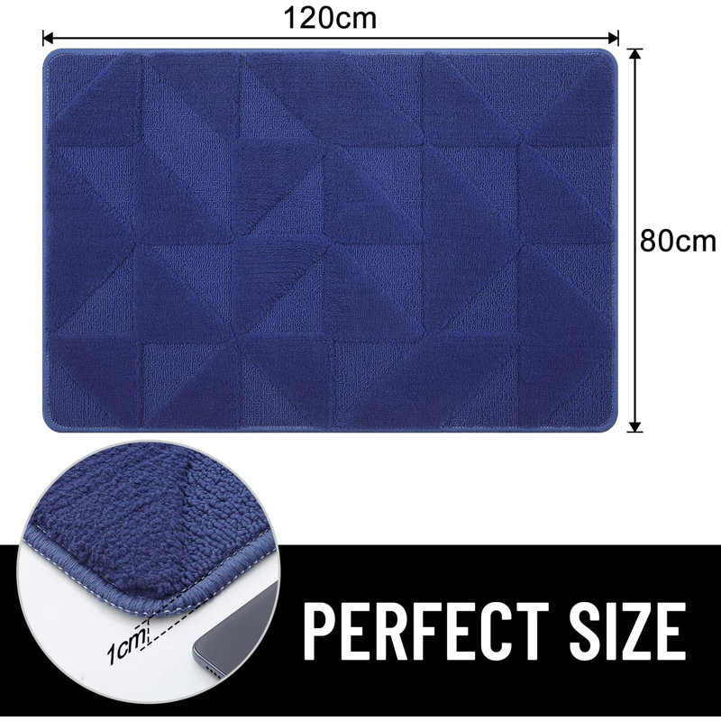 Door Mats Indoor, Machine Washable, Navy Blue, 80 cm W x 120 cm L