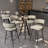 Bar Height Set, Tempered Glass Round Dining Table And Height Bar Stools-797208878-798446351