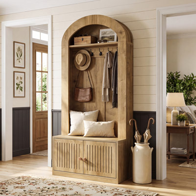 Hall Tree With Bench And Shoe Storage, 4-In-1 Entryway Bench With Coat Rack