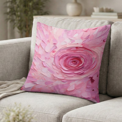 Coussin décoratif Pink Radiant Revolution Spiral I - Coussin décoratif à spirales abstraites