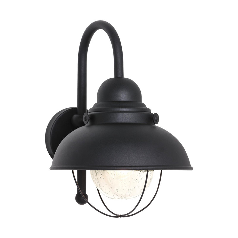 Lampe de grange extérieure en verre bullé, Noir, H 15,75 po x l 11,25 po x P 13,5 po