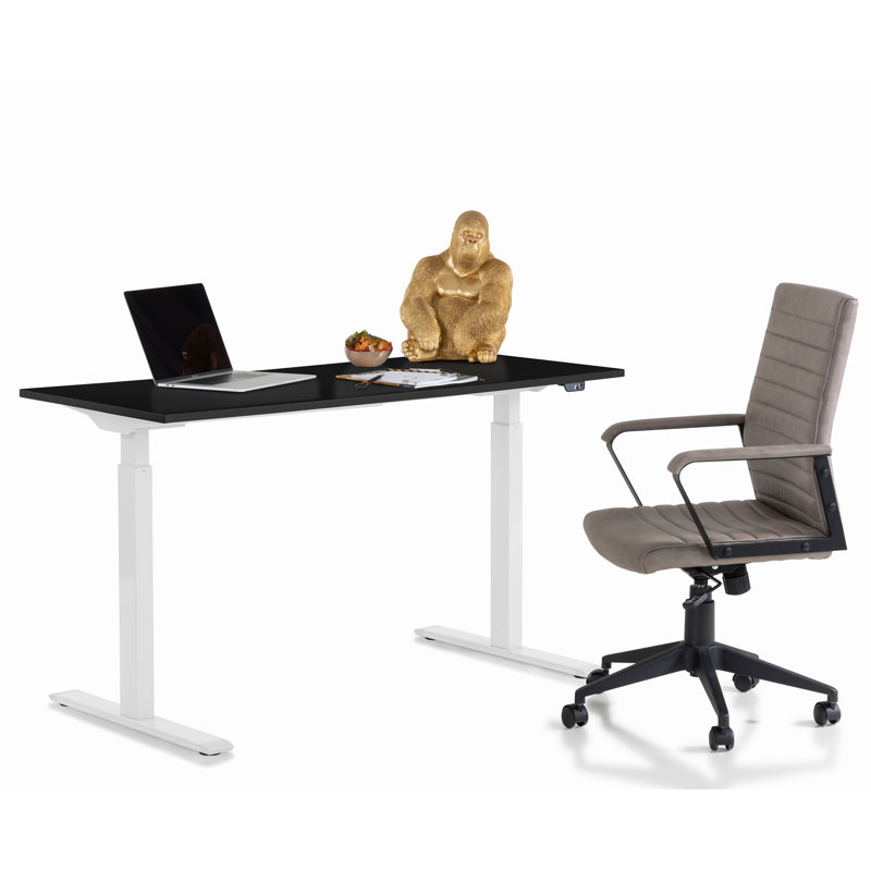 Desk Office Smart, Black, White, 120cm H x 140cm W x 70cm D