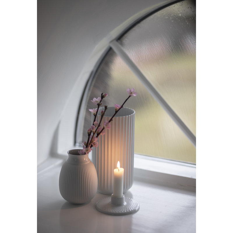 Handmade Glass Table Vase, White, 6.1" H x 3.3" W x 3.3" D