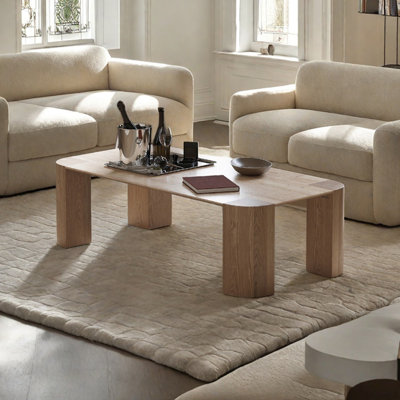 Rock slab ash wood solid wood coffee table