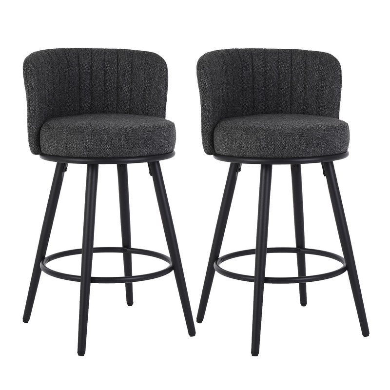 Tabouret de bar 27,55 po Kiamani, Mélange de lin noir
