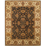 Agra Hand Knotted Wool Oriental Area Rug in Brown/Beige/Black