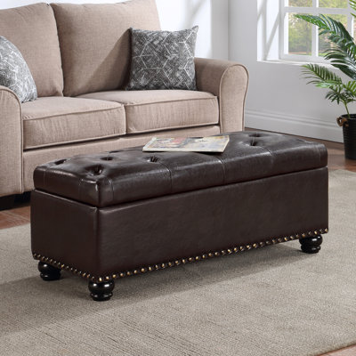Repose-pieds de rangement en cuir Vegan de 42 po de large Sema