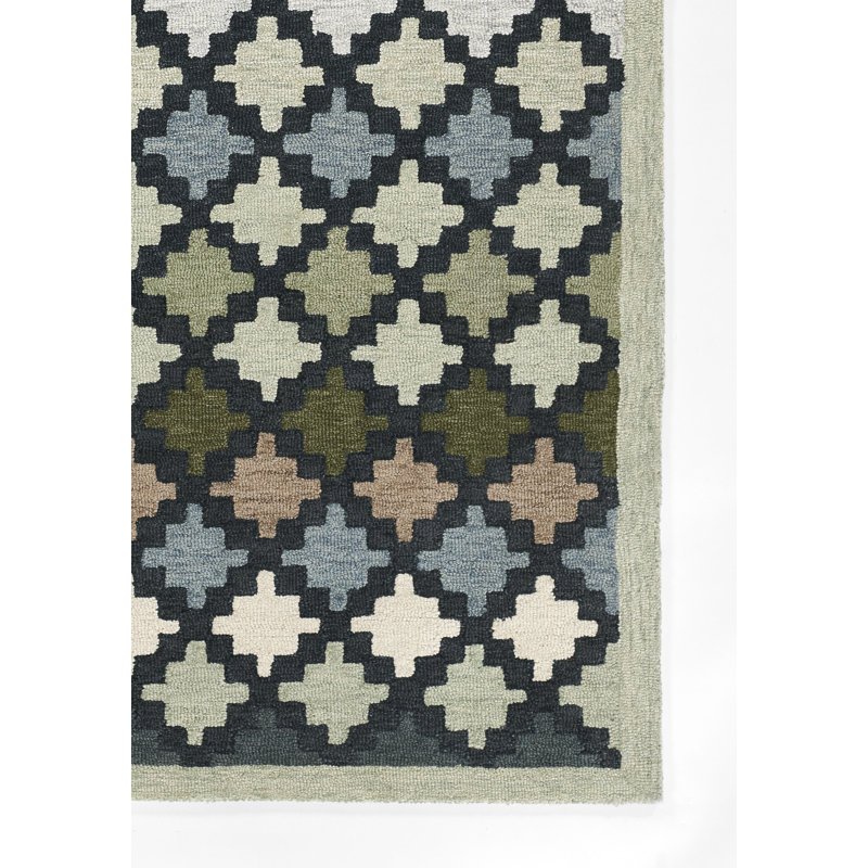 Erin Gates by Momeni Abbot Hand Tufted Wool Geometric Blue Area Rug, Rectangle 9' x 12'