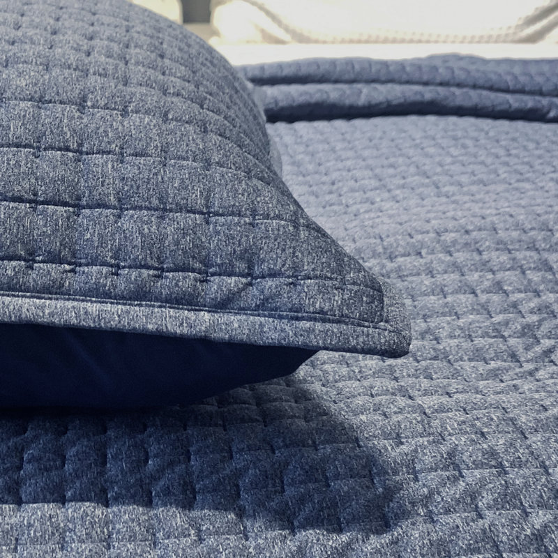 Wonderful All Season Cotton Gauze Quilt Set, Full/Queen Quilt + 2 Standard Shams, Heather Gray