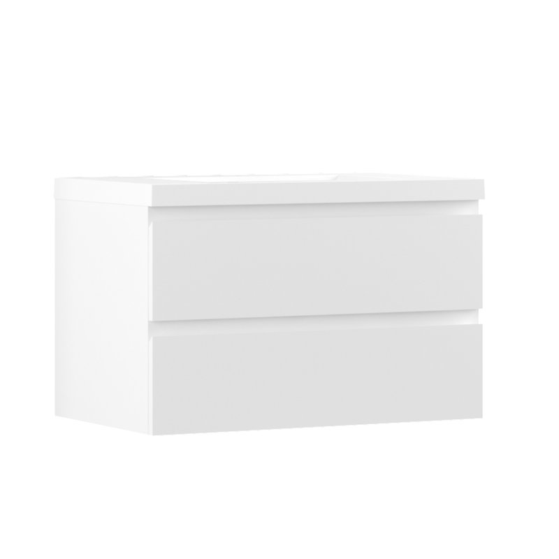 Meuble-lavabo mural simple 35,5 po Carol-Ann, Blanc lustré, Blanc