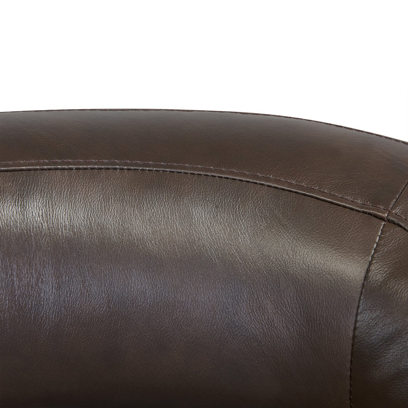 Dehaven Upholstered Swivel Barrel Chair, Espresso Genuine Leather