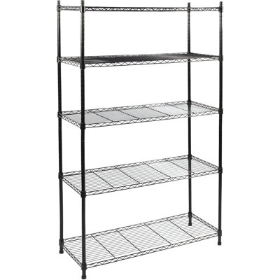 5-Tier Heavy Duty Wire Shelving Unit, Adjustable Metal Storage Rack With Leveling Feet For Kitchen Pantry Garage Laundry Office Warehouse Organization