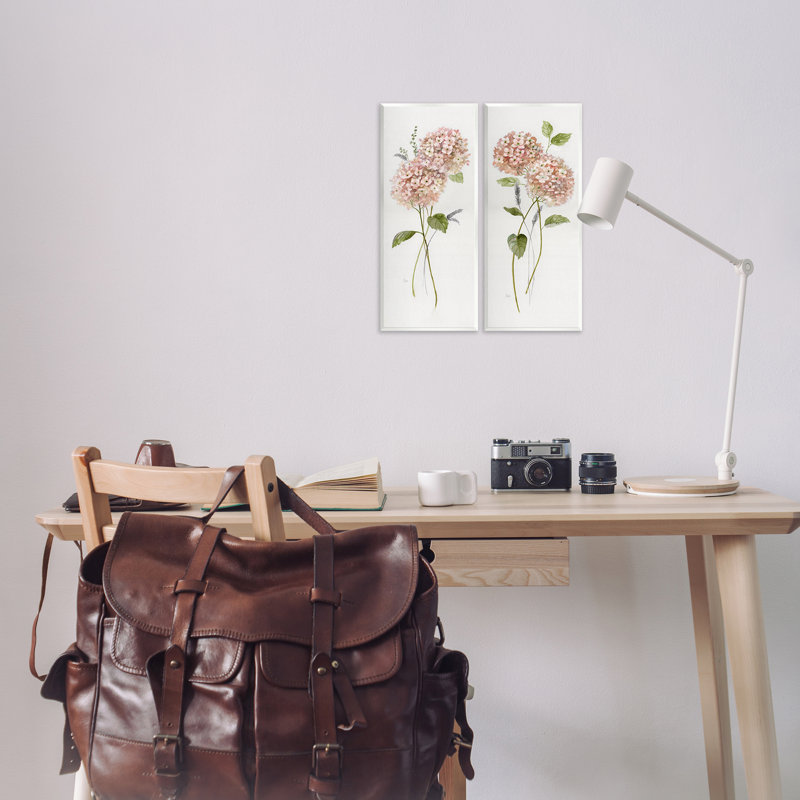 Ensemble de 2 plaques murales roses hortensias roses, design par Nan