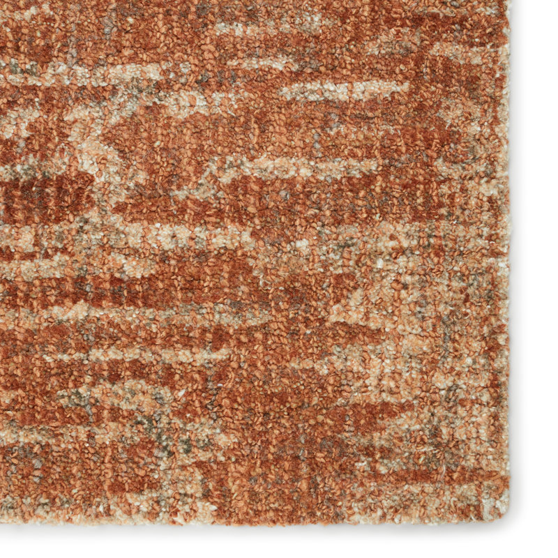 Tapis rouille / brun clair fait à la main Lilygrace (10 pi x 14 pi), Rectangle 9 pi x 12 pi