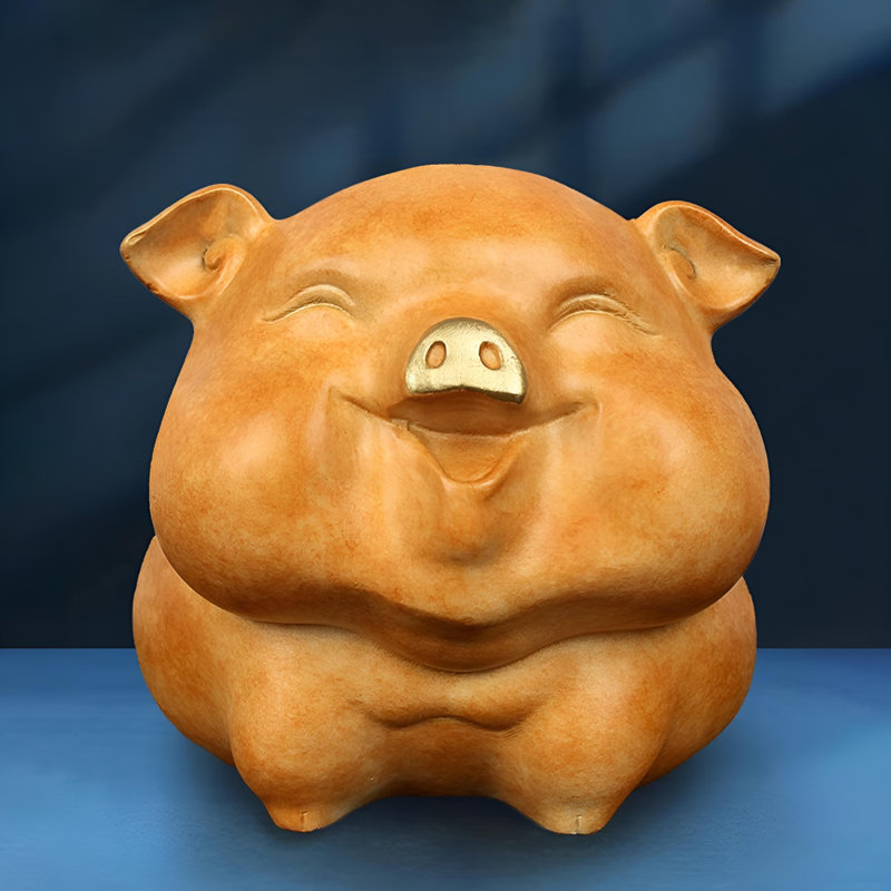 Figurine de cochon en laiton brillant - magnifique présentoir de table