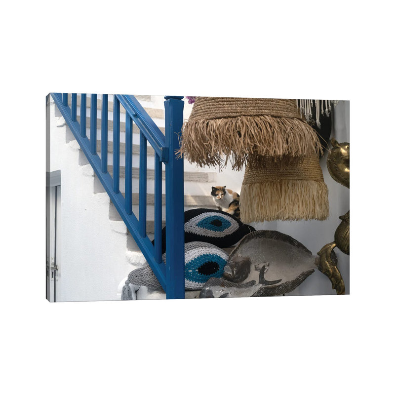 Mykonos Feline by Zoe Schumacher - Wrapped Canvas Print, 20.32 cm H x 30.48 cm W