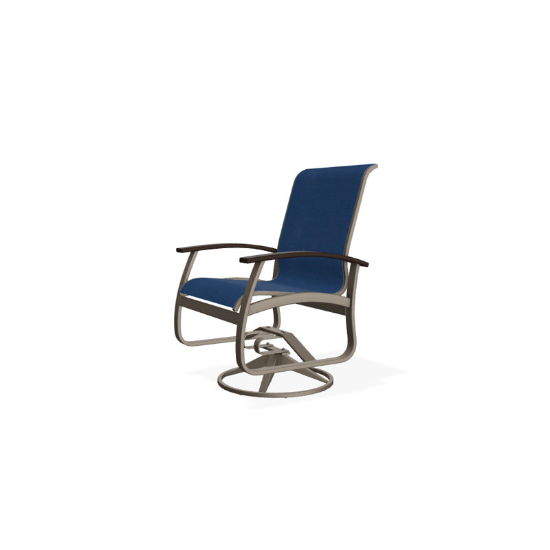 Belle Isle Outdoor Dining Armchair, Cobalt 35D Sunbrella®, Kona P10, Textured Graphite
