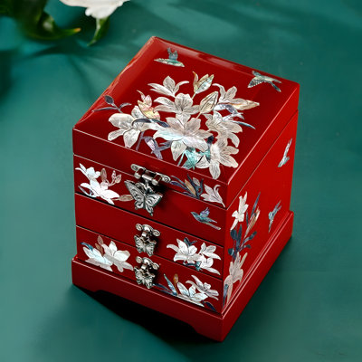 Jinbei Legend Mother-Of-Pearl Jewelry Box, Multi-Layer Storage Organizer For Rings, Bracelets, Necklaces And Earrings, Elegant Wedding Gift