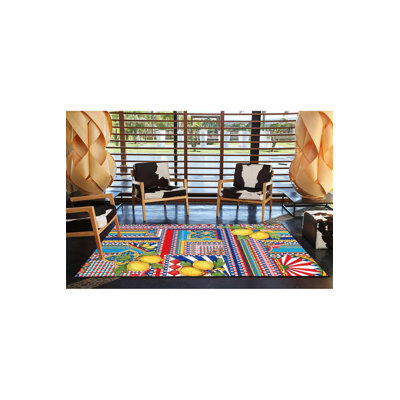Tapis décoratif géométrique moderne à motif de couleurs mélangées Lemon