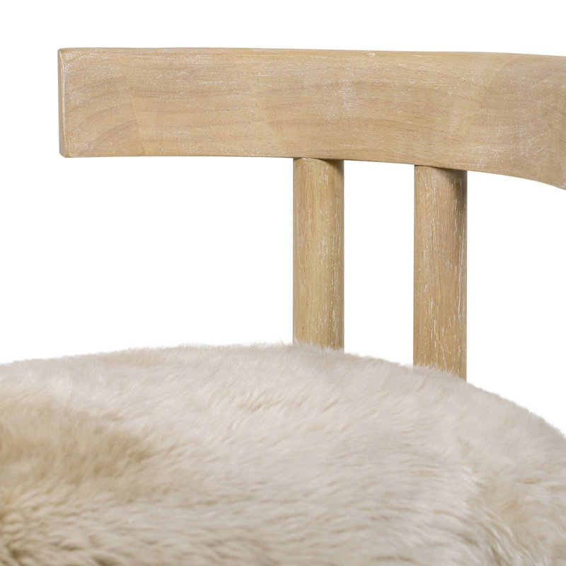 DeMille 19.5" Genuine Sheepskin Fur Split Back Dining Chair
