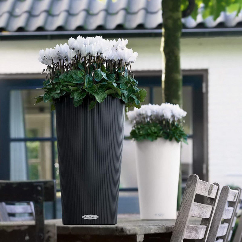 Lechuza Cilindro Color Self-watering Planter with Drainage Hole and Water Level Indicator, 56cm H x 32cm W x 32cm D, White