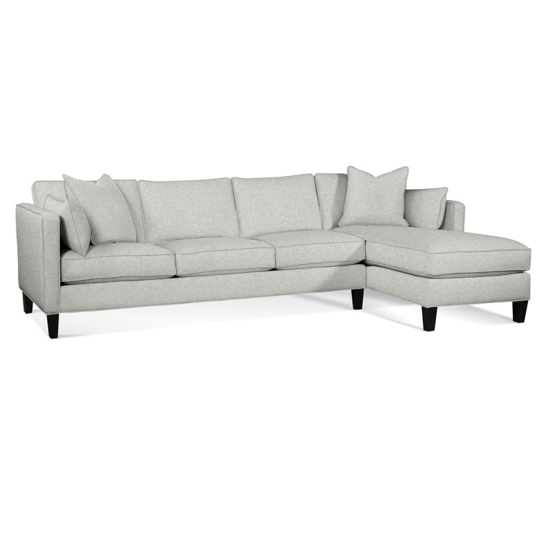 Lenox Chaise Sectional, Black, Right Hand Facing, Green Performance Fabric; 0851-54