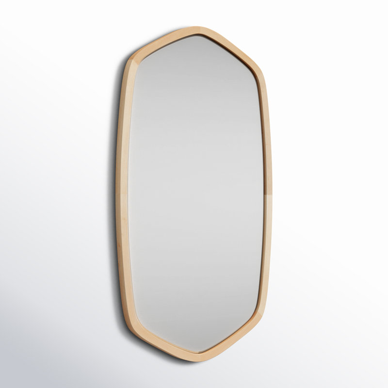 Glover Wood Hexagon Mirror, Natural, 36" x 20", Horizontal and Vertical