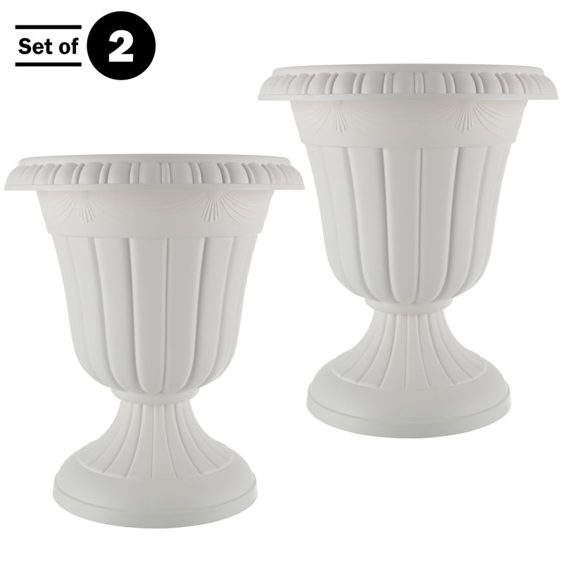 Semirah Outdoor Planter - 16x18-Inch Urn Planters - Plastic Plant Pots for Indoor, Outdoor, or Front Porch Decor - Flower Pots by Pure Garden