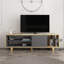Meuble télé scandinave, chêne avec anthracite, 63,0 po x 13,8 po x 19,1 po | 100% panneau de particules enduit de mélamine, épaisseur: 0,7 pouce | Conception murale, plusieurs tablettes de rangement | Élégant avec centre de divertissement fonctionnel-1473421982