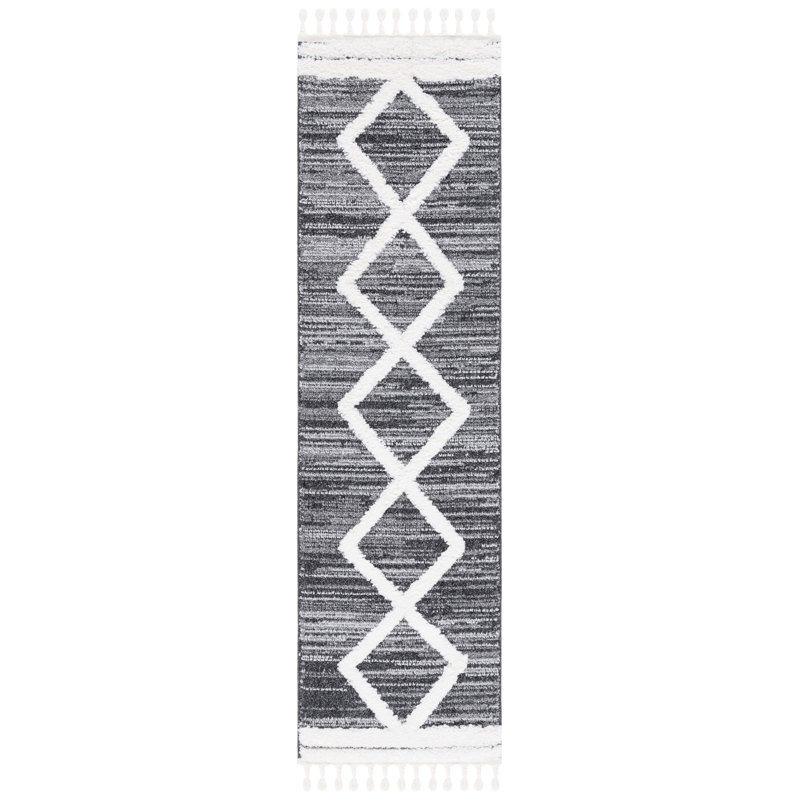 Jeanean Tassel Shag Performance Argyle Rug, Runner 2'3" x 8'