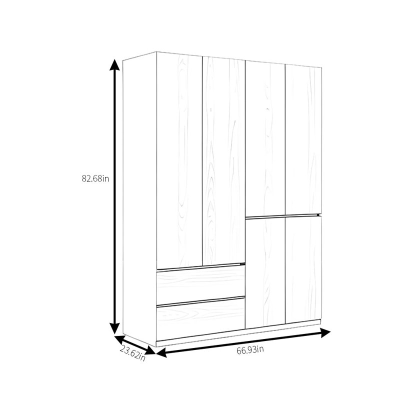 Simple And Practical Wardrobe, 82.68" H x 66.93" W x 23.62" D