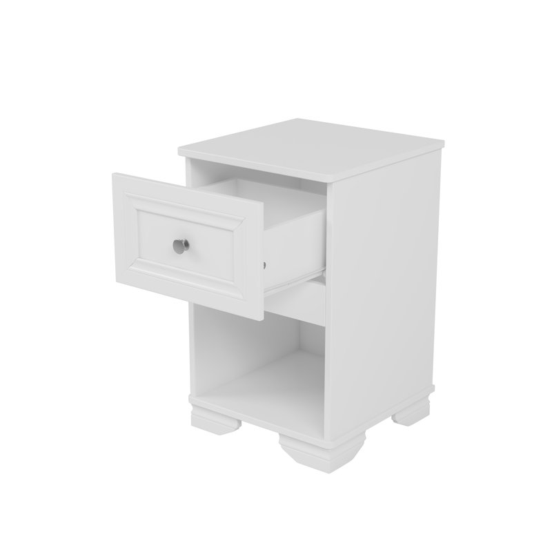 Table de chevet avec rangement et tablette ouverte, table de chevet de style rétro avec design classique et poignée en métal, parfaite pour la décoration de chambre à coucher
