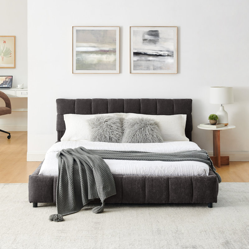 Grands lits modernes avec rangement, plateforme rembourrée confortable, maison