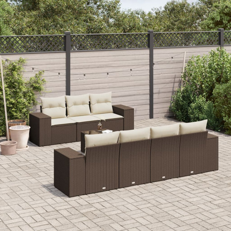  Garden Sofa Set Brown, Cream White