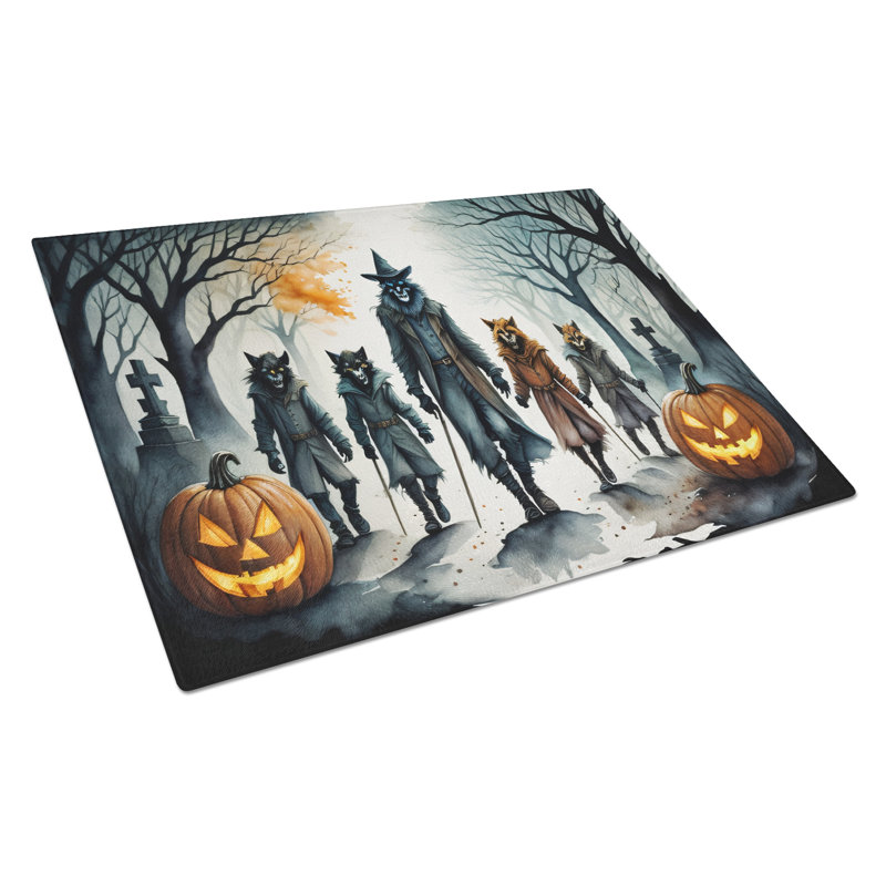 Werewolves Spooky Halloween Glass Cutting Board Large