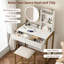 Petit bureau de coiffeuse avec miroir, lumières, prise de courant et tabouret-1400136528