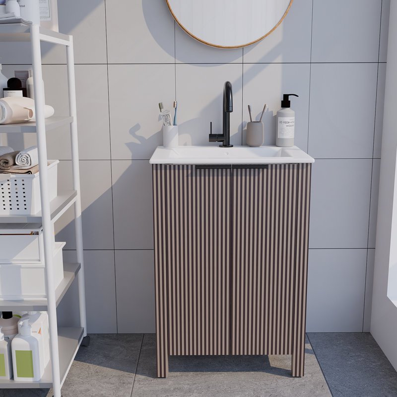 Meuble-lavabo avec portes et comptoir en résine Freestand