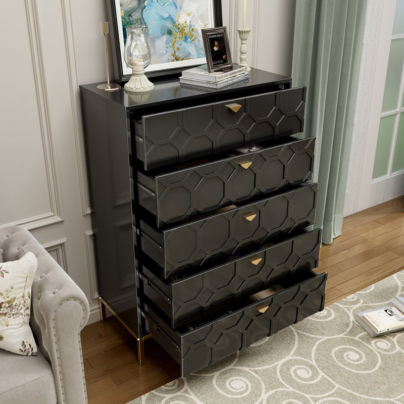 Wooden 5-Drawer Storage Cabinet Table