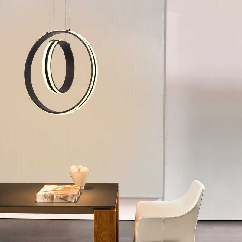 2 - Light LED Single Pendant, Brown