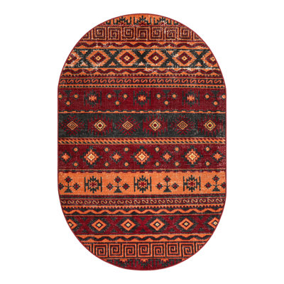 Geometric Red Area Rug
