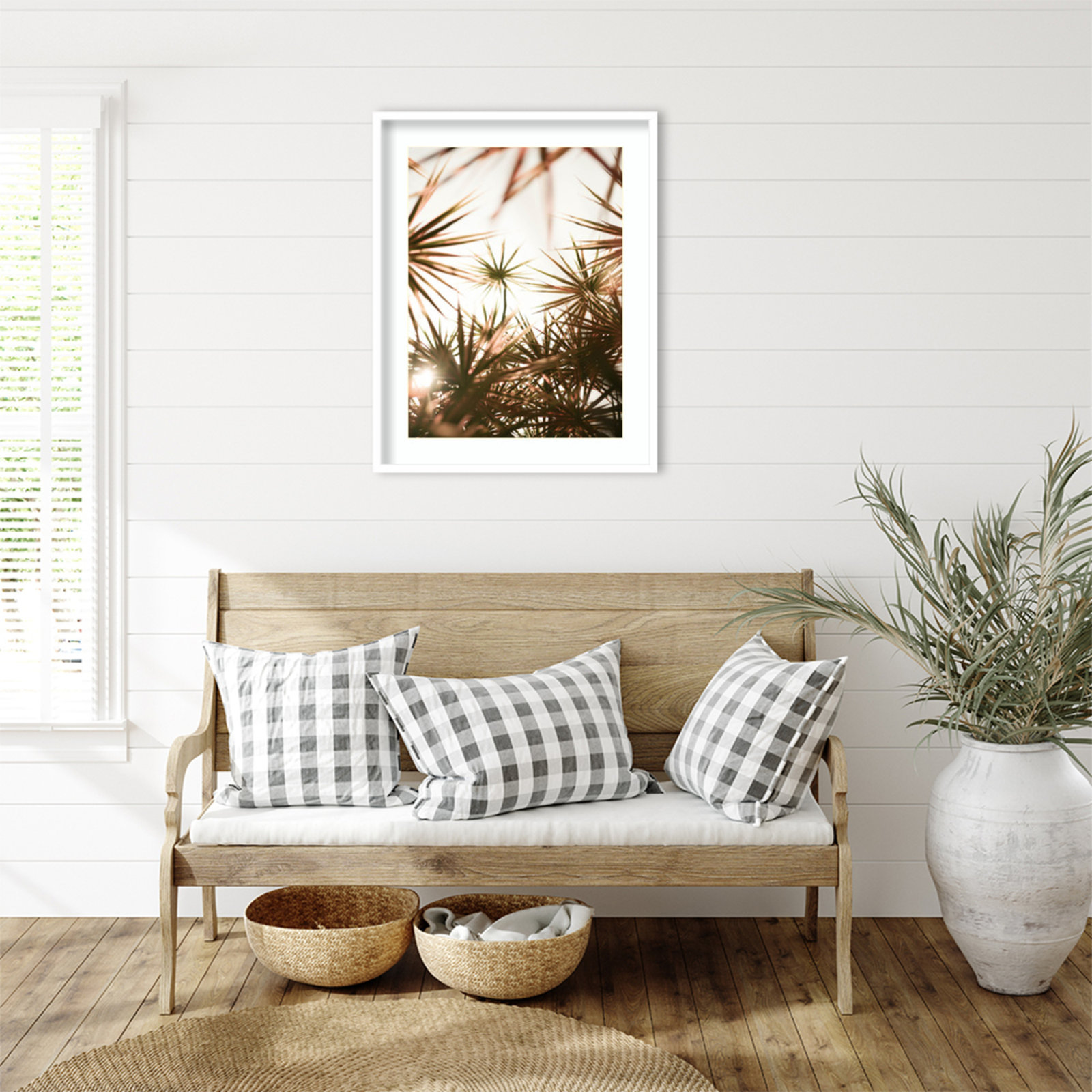 Daisey "Starlight Through Palms" Print, White , 33" H x 26" W