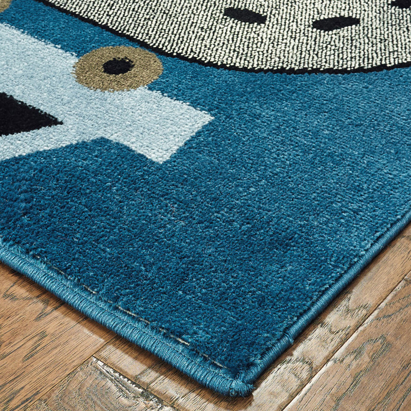 Bowie Playroom Geometric Rug, Rectangle 5' x 7', Navy Blue