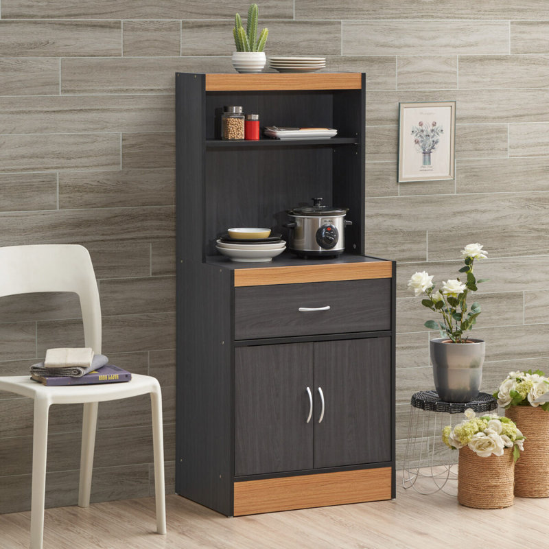 54" Kitchen Pantry, Black/Beech