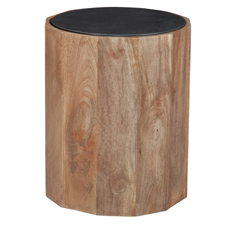 Rowen Stone Top Drum End Table