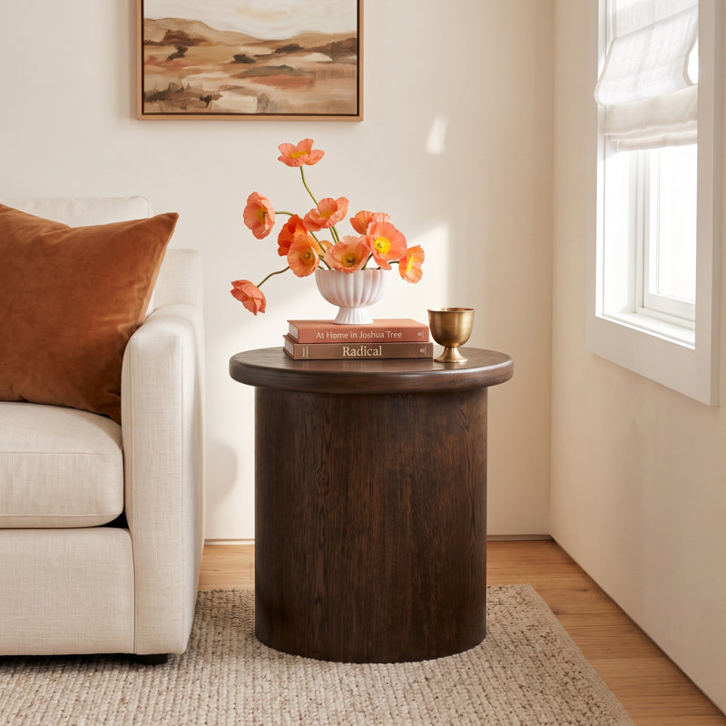 Caesar Round Laminate End Table, Dark Brown