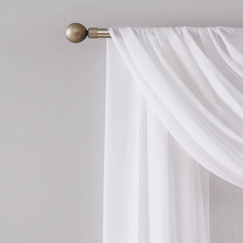 Écharpe de fenêtre semi-diaphane en mousseline Candida, L 35 po x L 288 po, Blanc